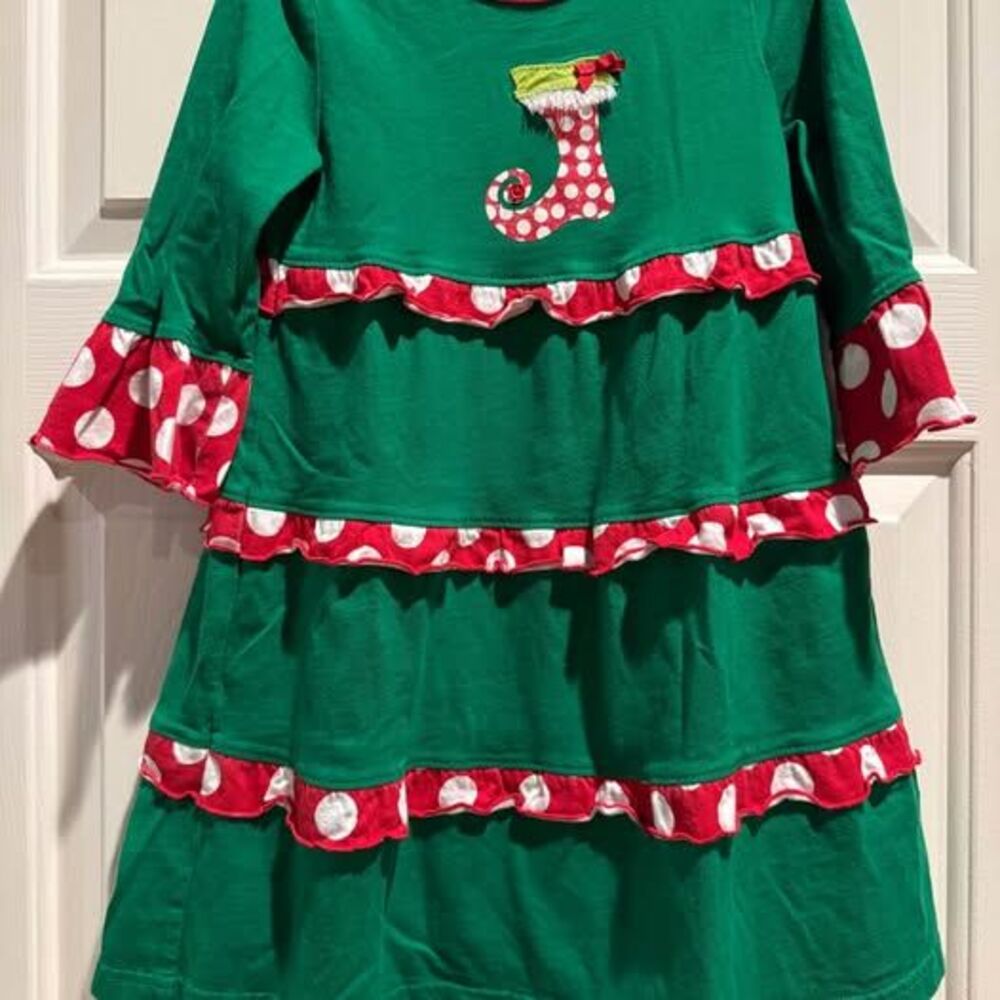 J. Khaki Girls Size 6X Christmas Stocking Tiered Dress